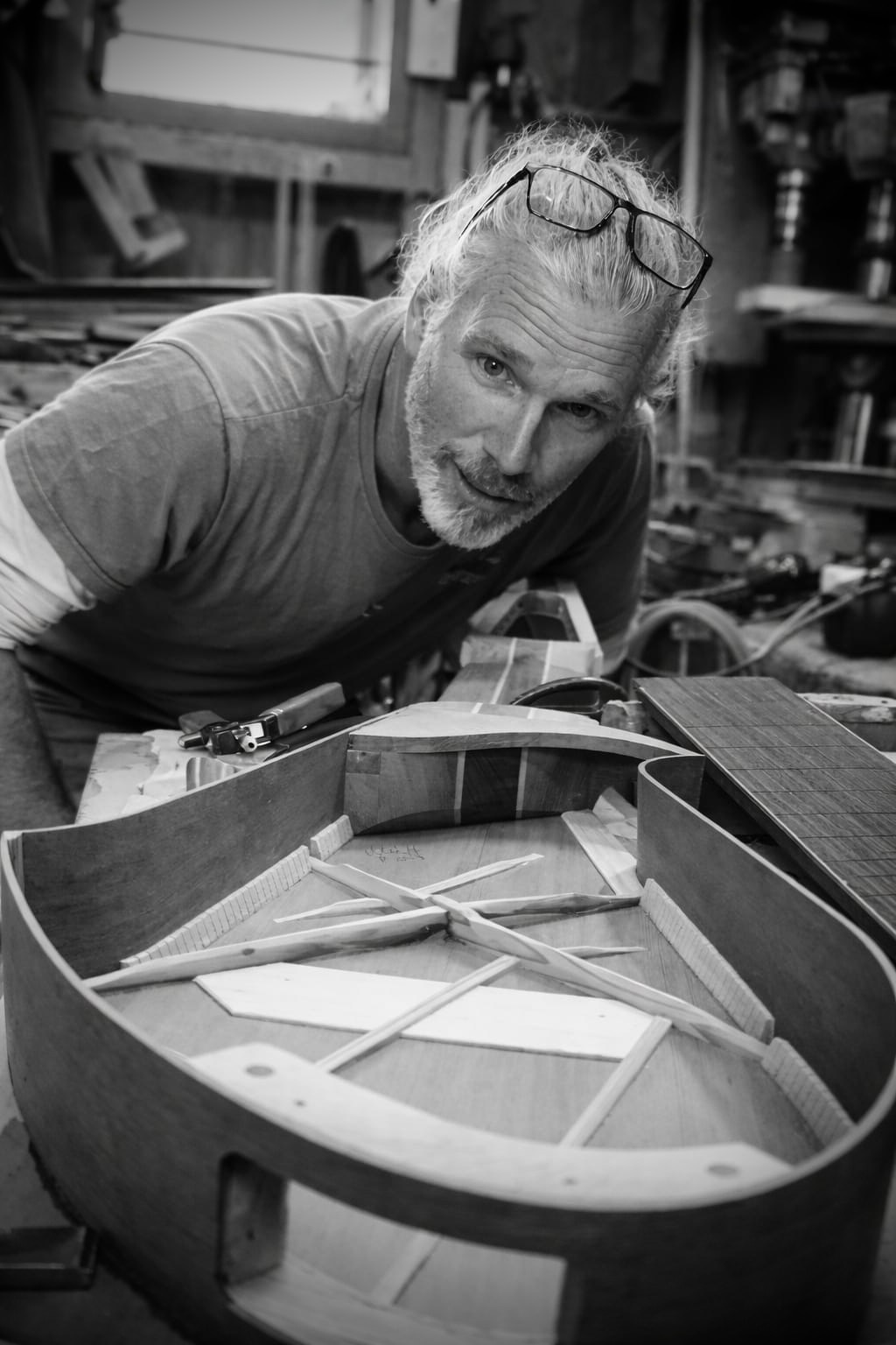 Mark Harrington is the luthier for Dragonfly Tapping Instruments, designing and making stringed instruments for tapping/touchstyle since around 2010