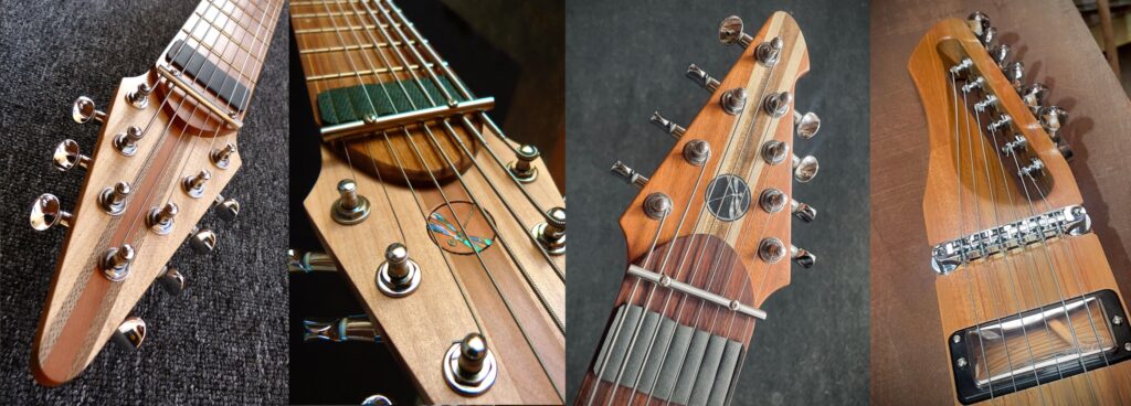 Headstock of various Dragonfly Tapping Instruments electric models for tapping/touchstyle